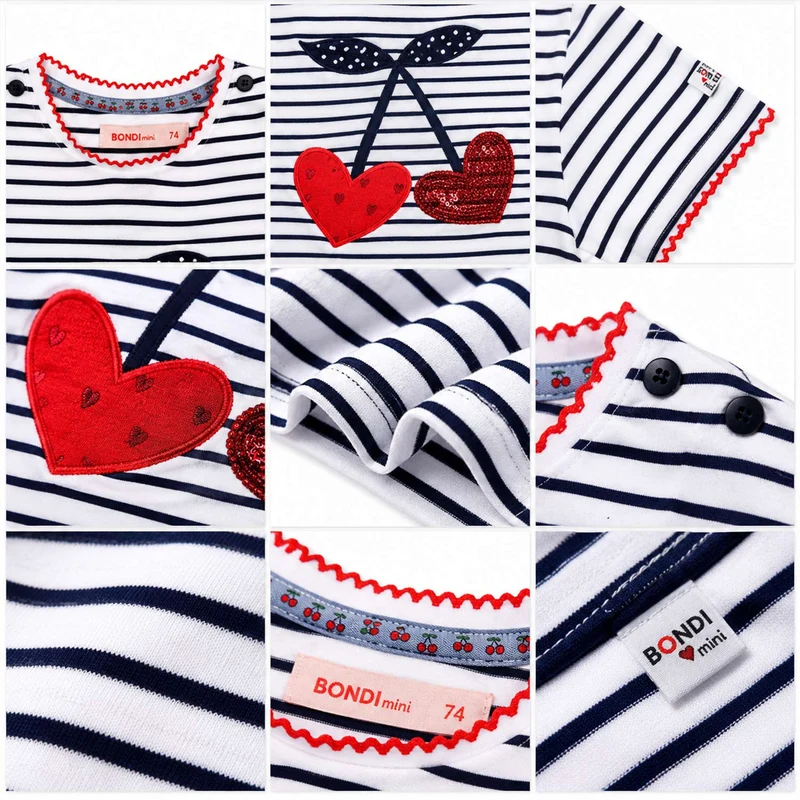 BONDI Baby Kinder T-Shirt "Cherry" 86590 Weiß / Navy - Kurzarmshirt