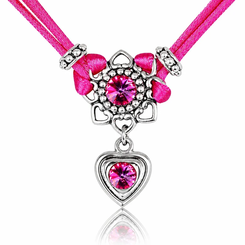 LUISIA® Halskette "Chiara" Herzblüte - Kristalle von Swarovski® | Pink