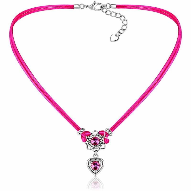 LUISIA® Halskette "Chiara" Herzblüte - Kristalle von Swarovski® | Pink