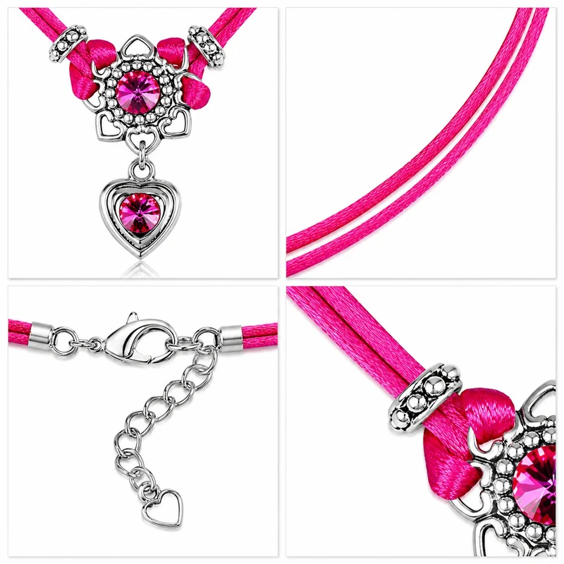 LUISIA® Halskette "Chiara" Herzblüte - Kristalle von Swarovski® | Pink