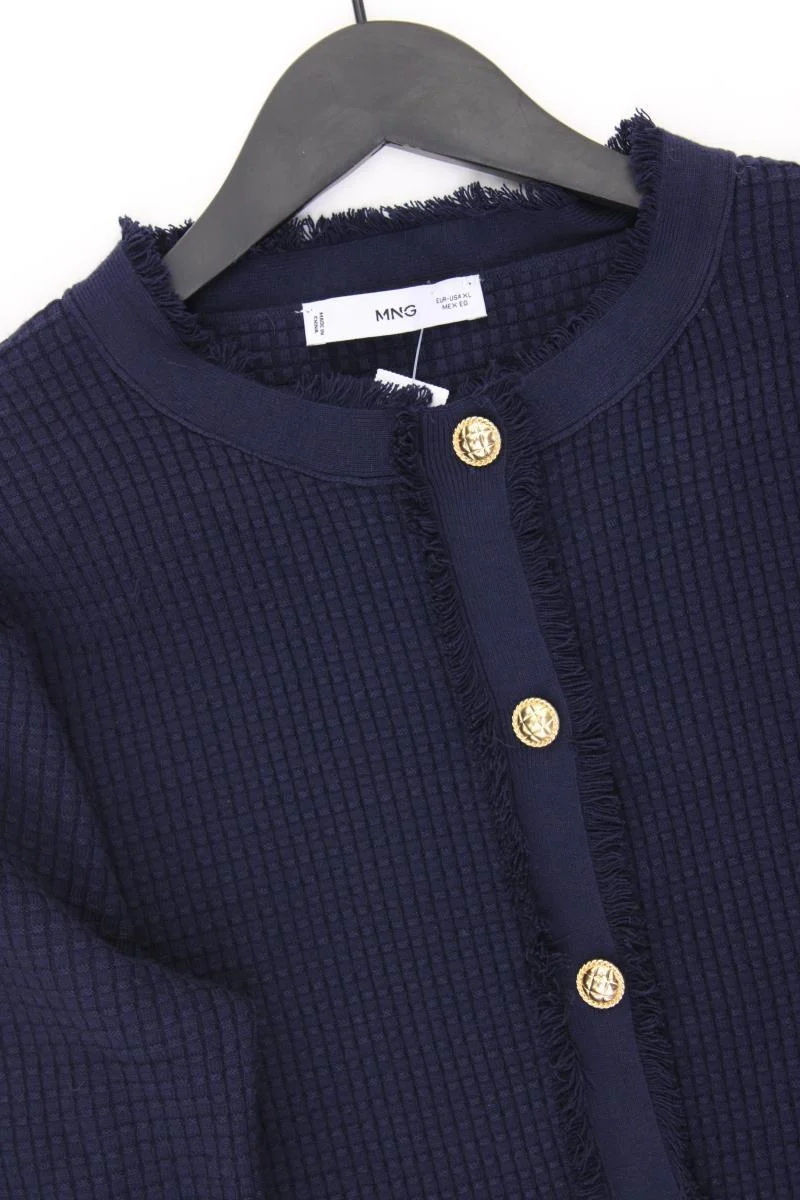 Mango Strickjacke Gr. XL Langarm blau aus Viskose