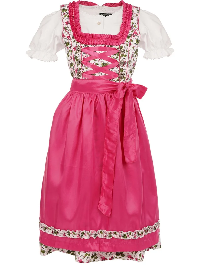 MADDOX Kinder Dirndl "Zermatt" 3-tlg. | Streublümchen Pink Weiß