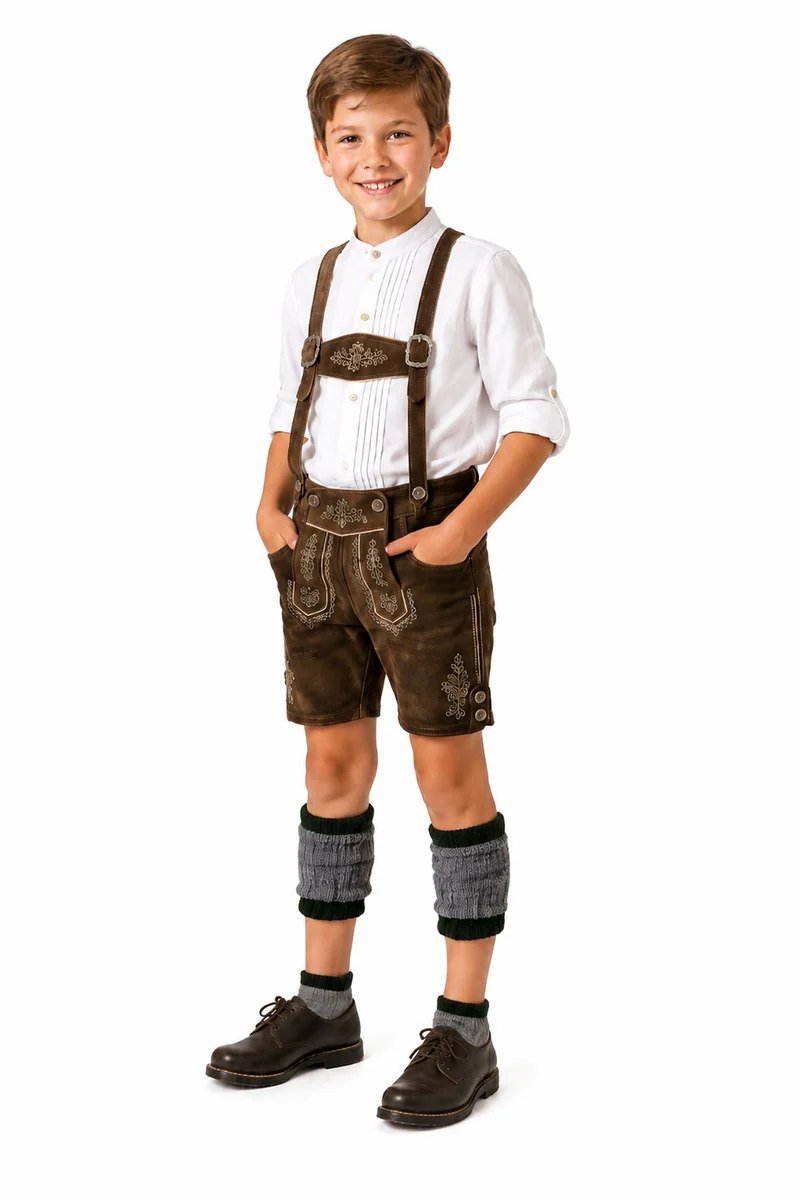 Kinder Loferl Trachten Strümpfe 35651 | Grau Grün | 4-tlg.