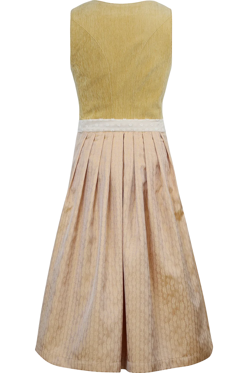 Midi-Samtdirndl mit gepunkteter Chiffonschürze