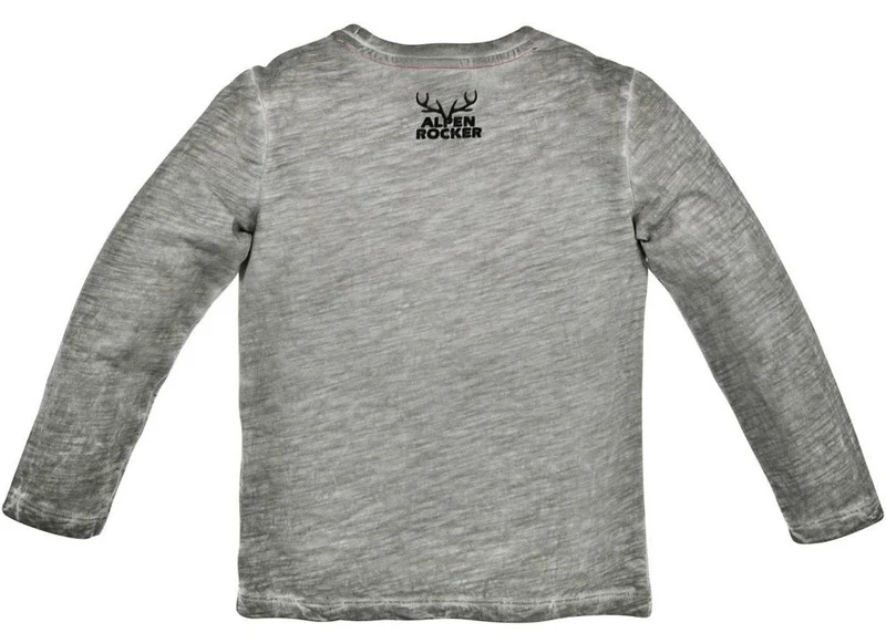 BONDI Trachten Langarm Shirt "Alpenrocker" mit Hirschmotiv 29920 - Stone Grau