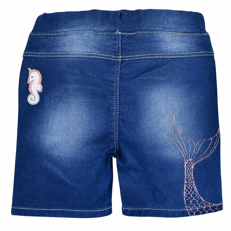 BONDI Baby Mädchen Jeansshort Bermuda "Marine Life" 86698 | Blue denim