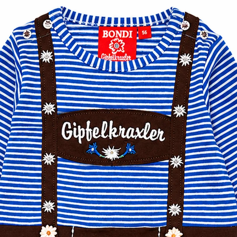 BONDI Baby Strampler "Gipfelkraxler" 91837 | Stripe blue grey