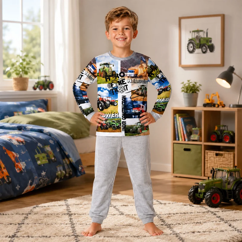 BONDI Jungen Pyjama "Hero of the Street" 33170 | Grey Melange