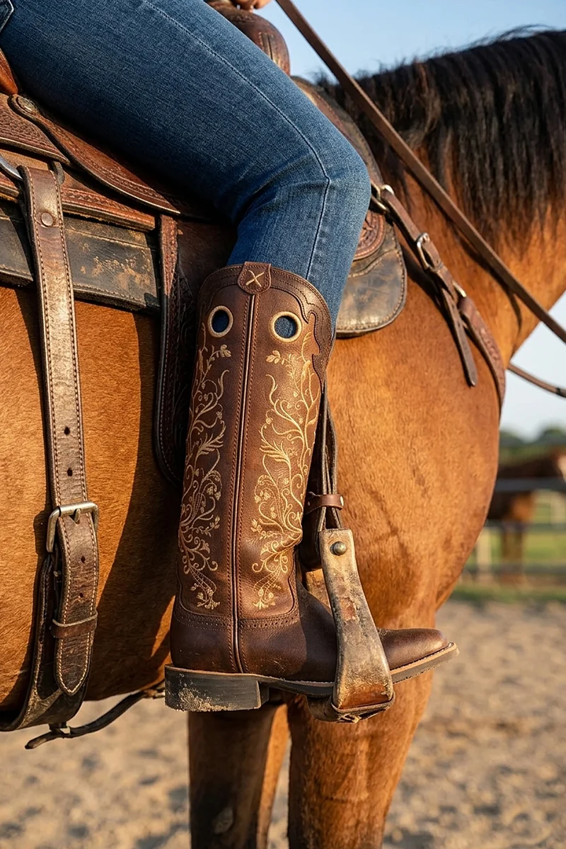1685 BUCKAROO FLOWER Damen Braun