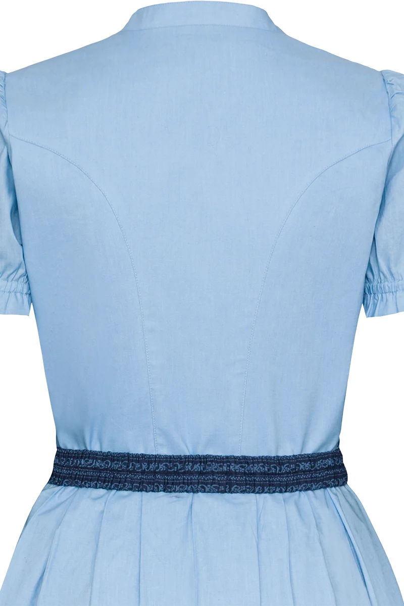 Midi-Trachtenkleid mit Schürze und Gürtel - dunkelblau