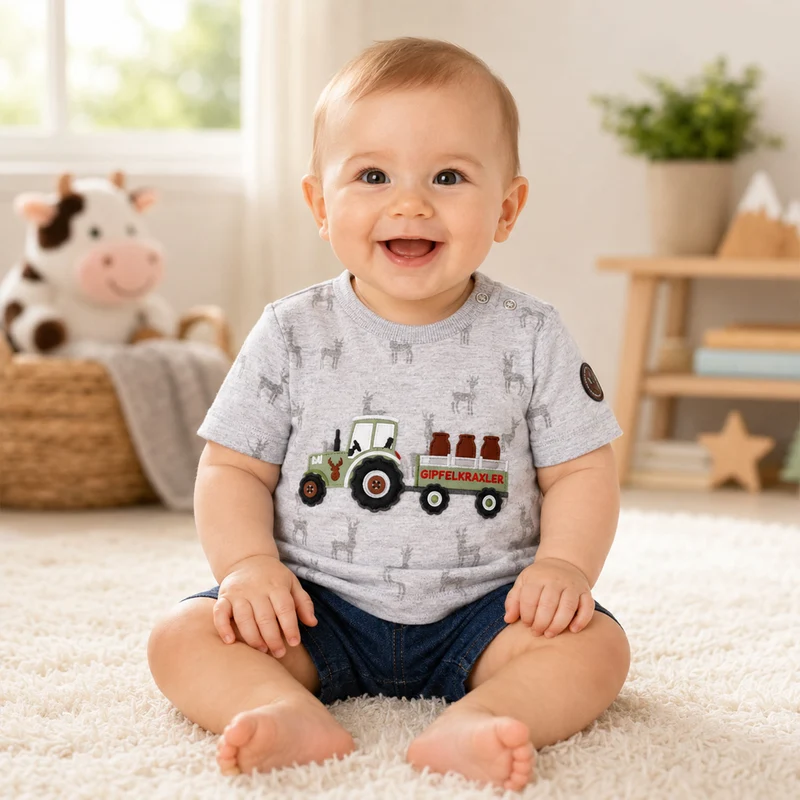 BONDI Jungen T-Shirt "Traktor" 91630 | Grey melange