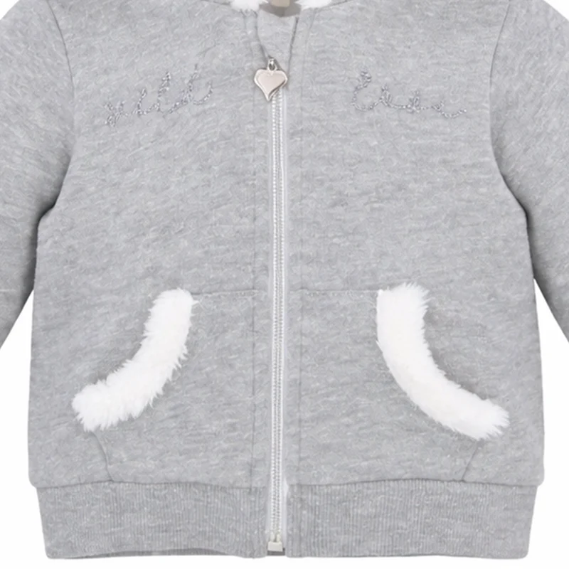 BONDI Baby Mädchen Kapuzenjacke "Wild Love" 86633 | Grey Melange