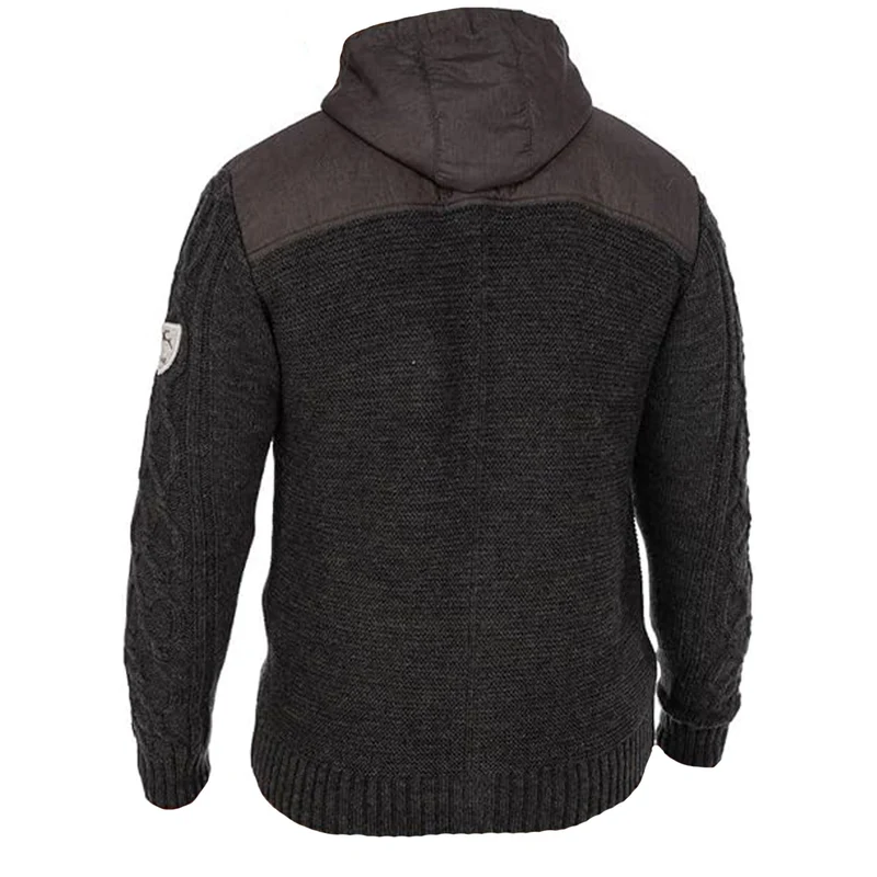 MADDOX Herren Trachten Strickjacke "Bruneck" mit Kapuze | Anthrazit