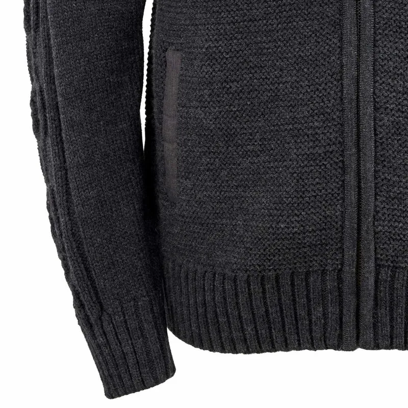 MADDOX Herren Trachten Strickjacke "Bruneck" mit Kapuze | Anthrazit