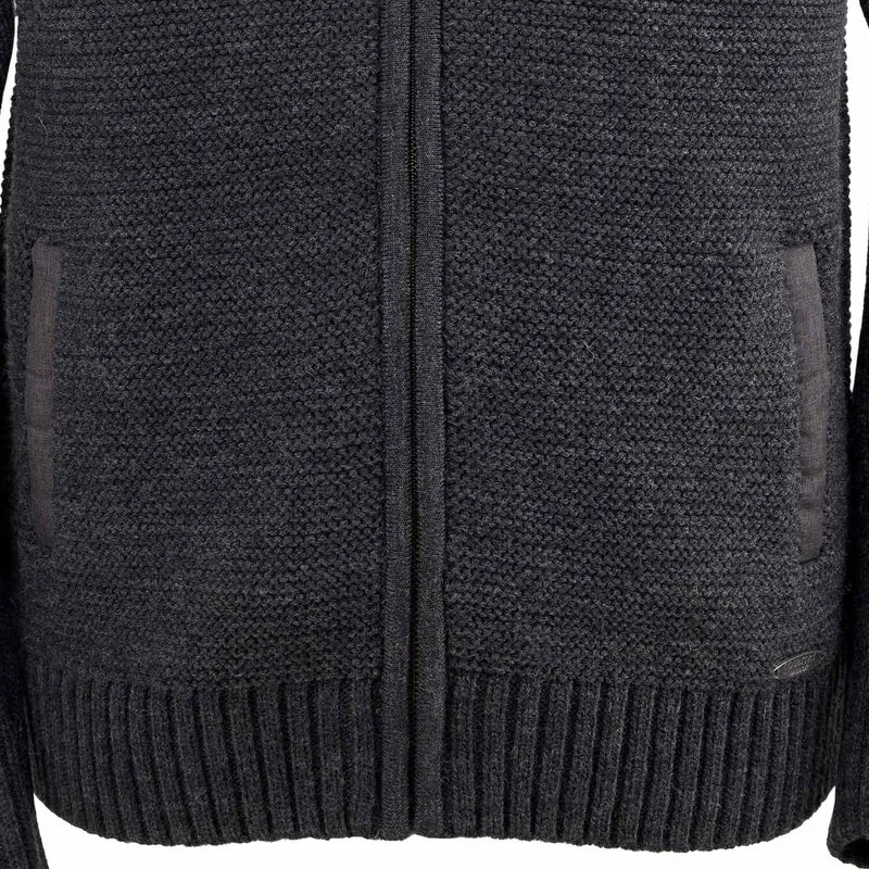 MADDOX Herren Trachten Strickjacke "Bruneck" mit Kapuze | Anthrazit
