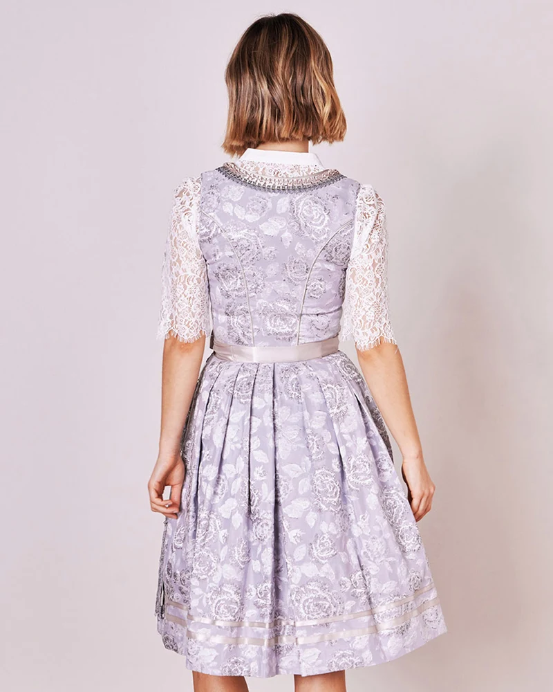 Krüger MADL Dirndl "Lenore" mit Spitzenschürze 414866 | Grau 60cm