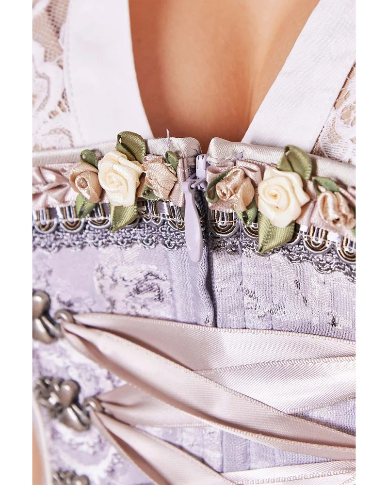 Krüger MADL Dirndl "Lenore" mit Spitzenschürze 414866 | Grau 60cm
