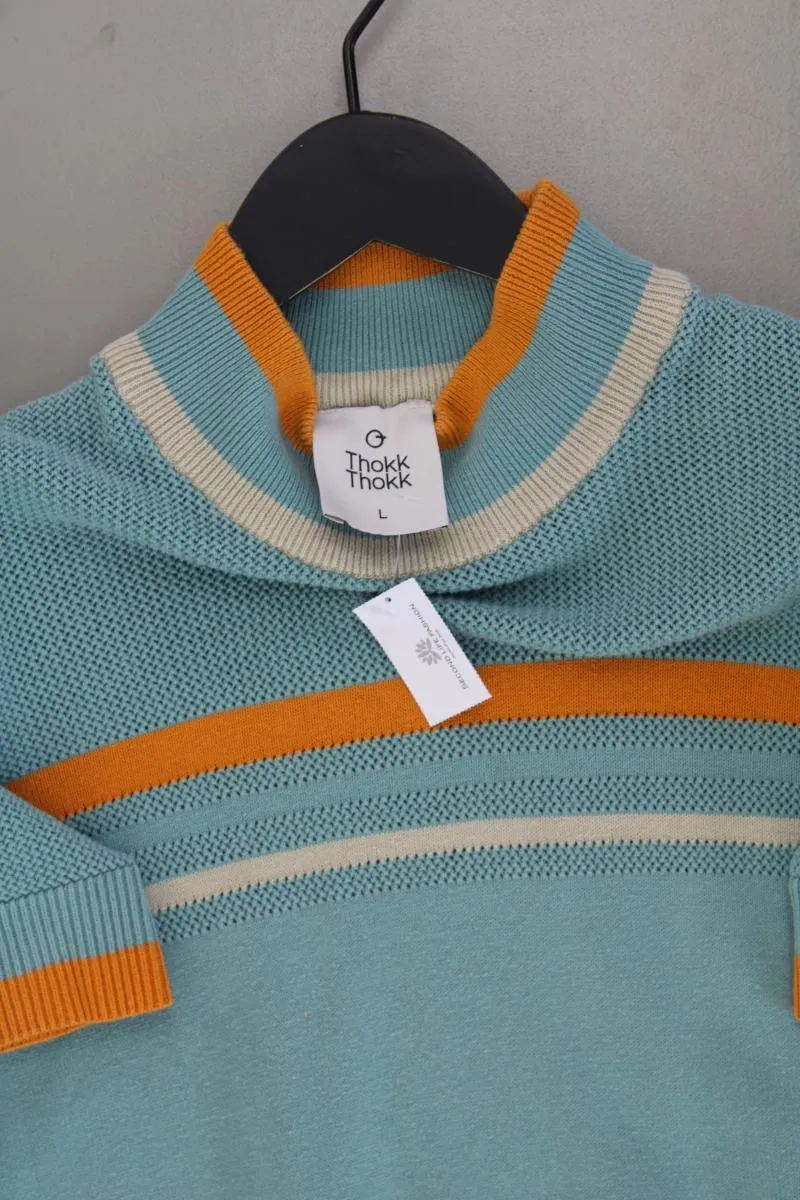 Thokk Thokk Strickshirt Gr. L Kurzarm blau aus Baumwolle