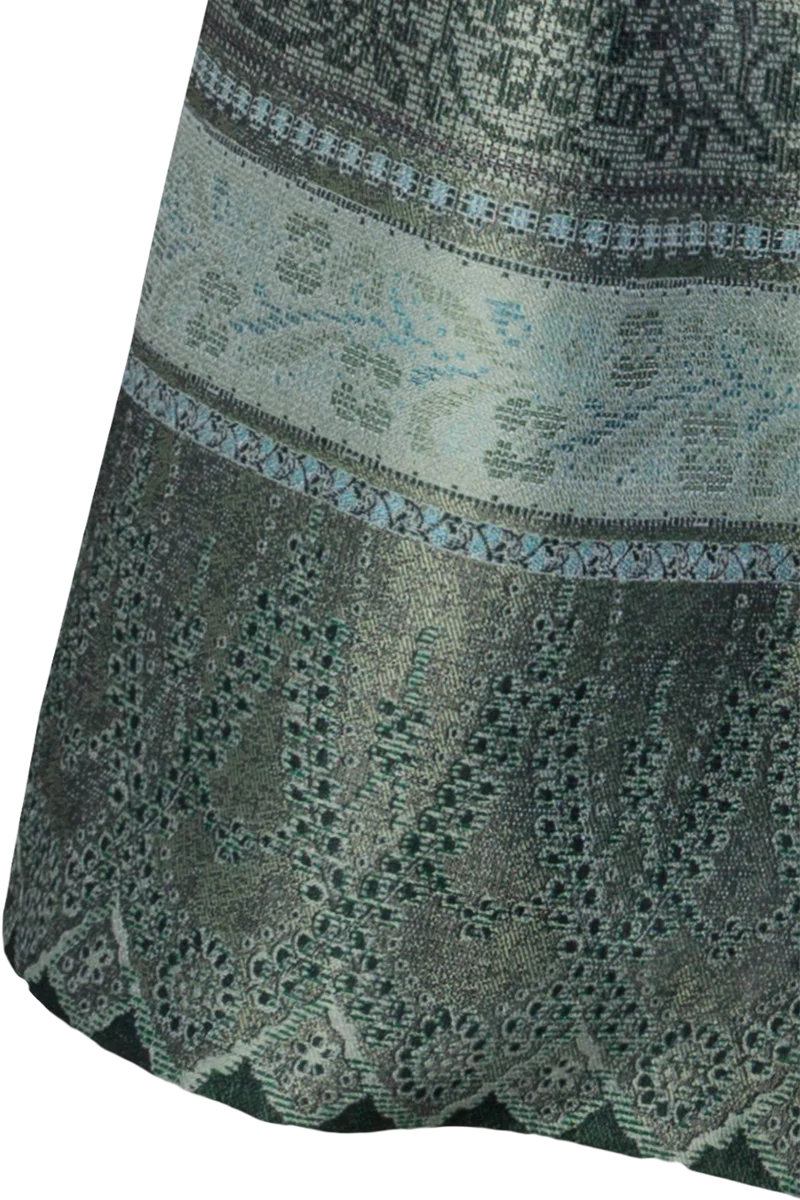 Trachtenrock Midilänge mit gestreiftem Jacquardmuster - salbei