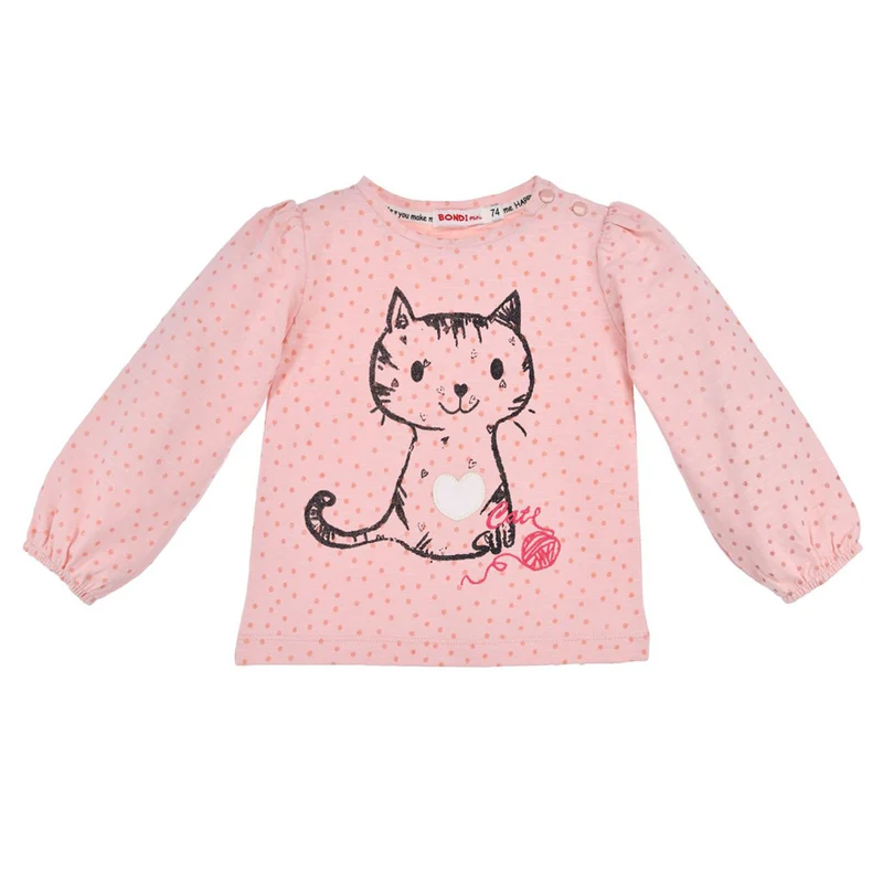BONDI Baby Mädchen Langarmshirt "Katze" 86652 | Rosa
