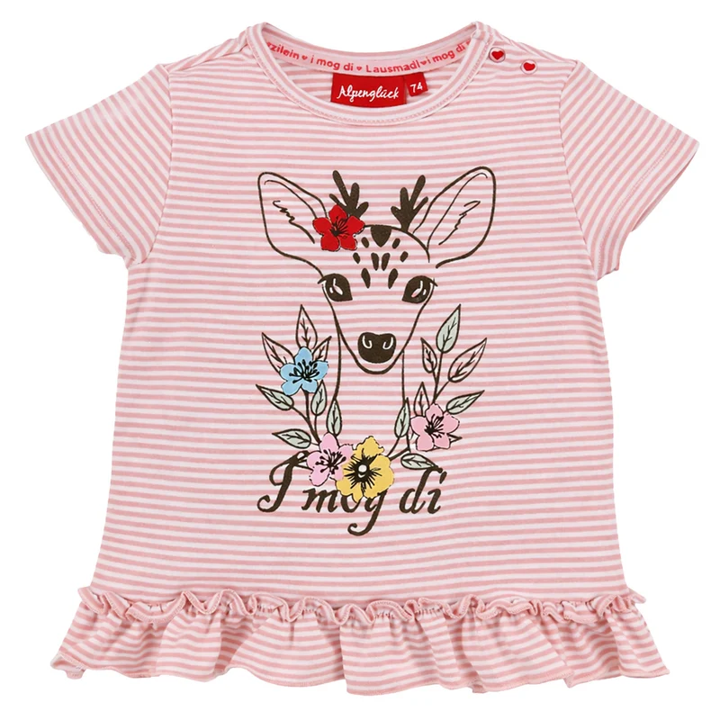BONDI Baby Mädchen T-Shirt "Rehkitz" 86752 | Rosa Geringelt