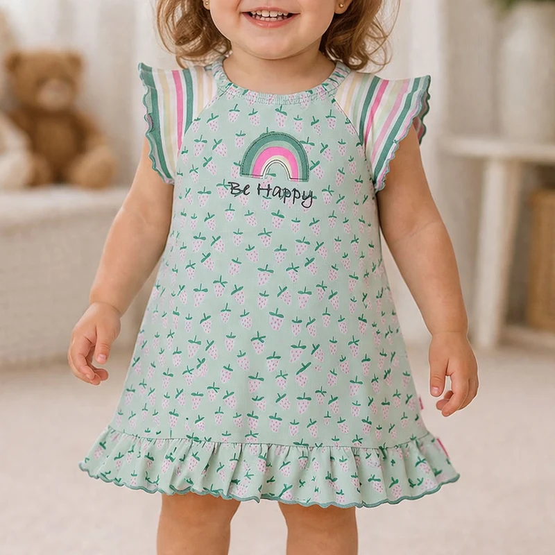 BONDI Baby Mädchen Kleid "Erdbeerallover" 86885 | Grün