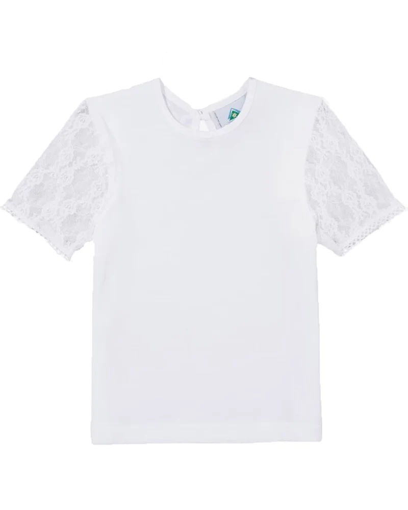 Isar-Trachten Mädchen T-Shirt mit Spitzenärmeln 52730 | Weiß