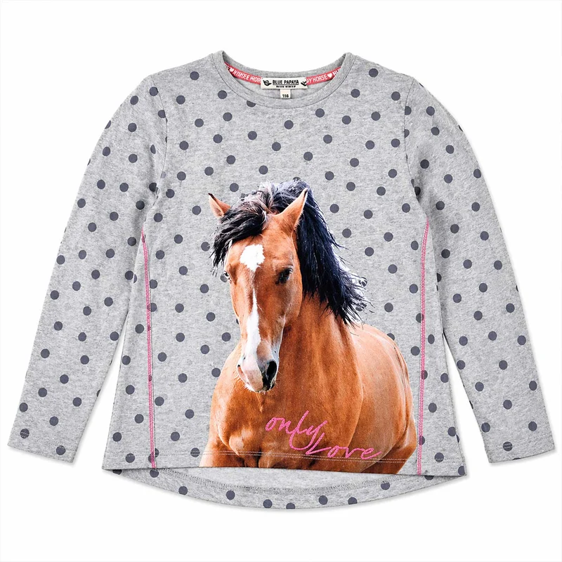 BONDI Mädchen Langarmshirt "Only Love" 36211 | Grey Melange