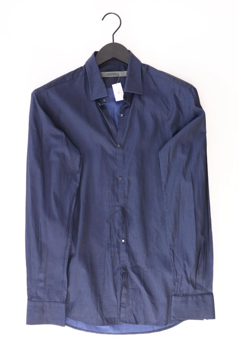 Lagerfeld Langarmhemd für Herren Gr. Hemdgröße 39 blau aus Baumwolle