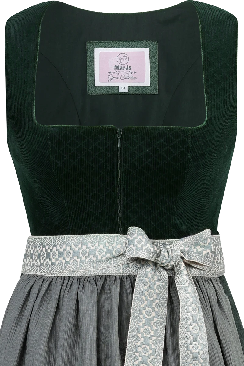 Midi-Dirndl mit Cordmieder Berndorf 70cm - tanne/gischt