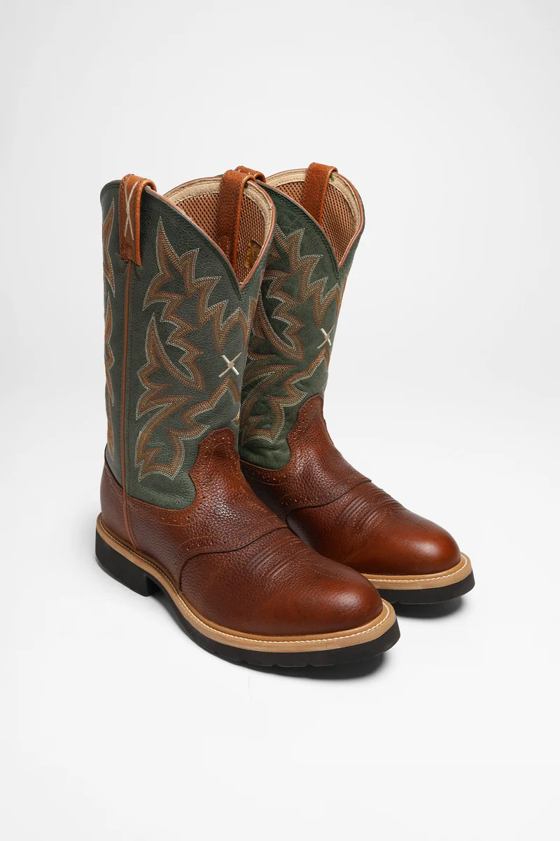 1753 COWBOY WORK Herren Braun Grün Westernreitstiefel