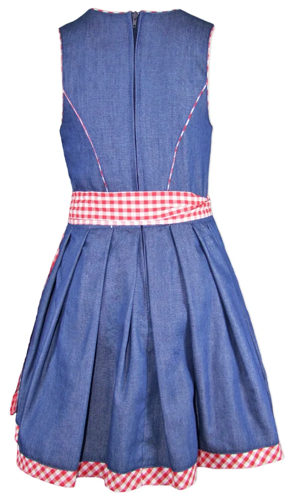 Isar-Trachten Jugend Dirndl "Laura" Jeanslook 44937 | Blau Rot