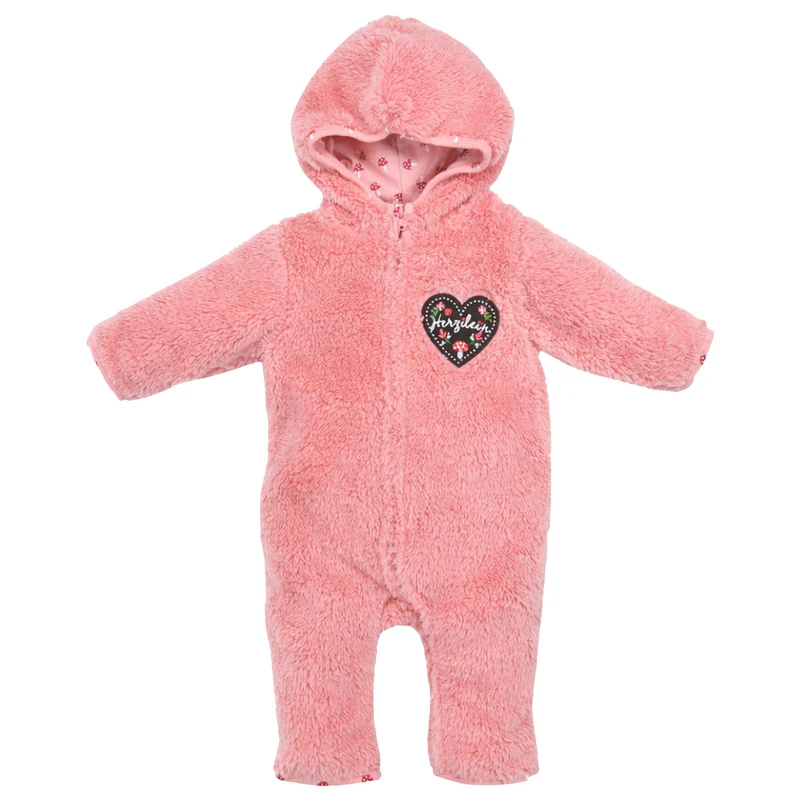 BONDI Baby Mädchen Overall "Herzilein" Teddyfell 86685 | Soft Rose
