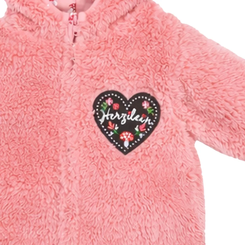 BONDI Baby Mädchen Overall "Herzilein" Teddyfell 86685 | Soft Rose