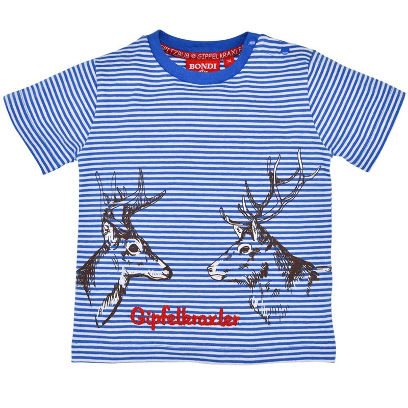 BONDI Jungen T-Shirt "Hirsche" 91522 | Blau Weiß Gestreift
