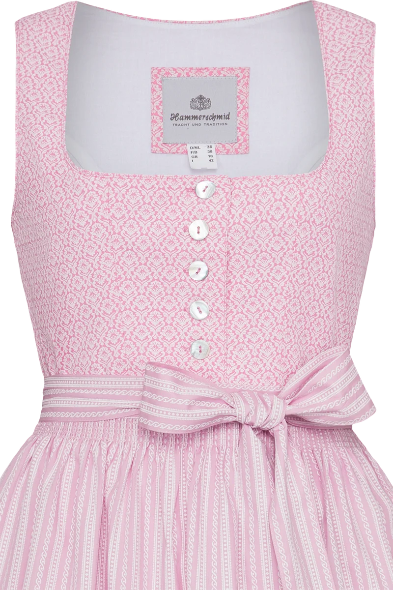 Midi-Baumwolldirndl mit Perlmuttknöpfen - rosa