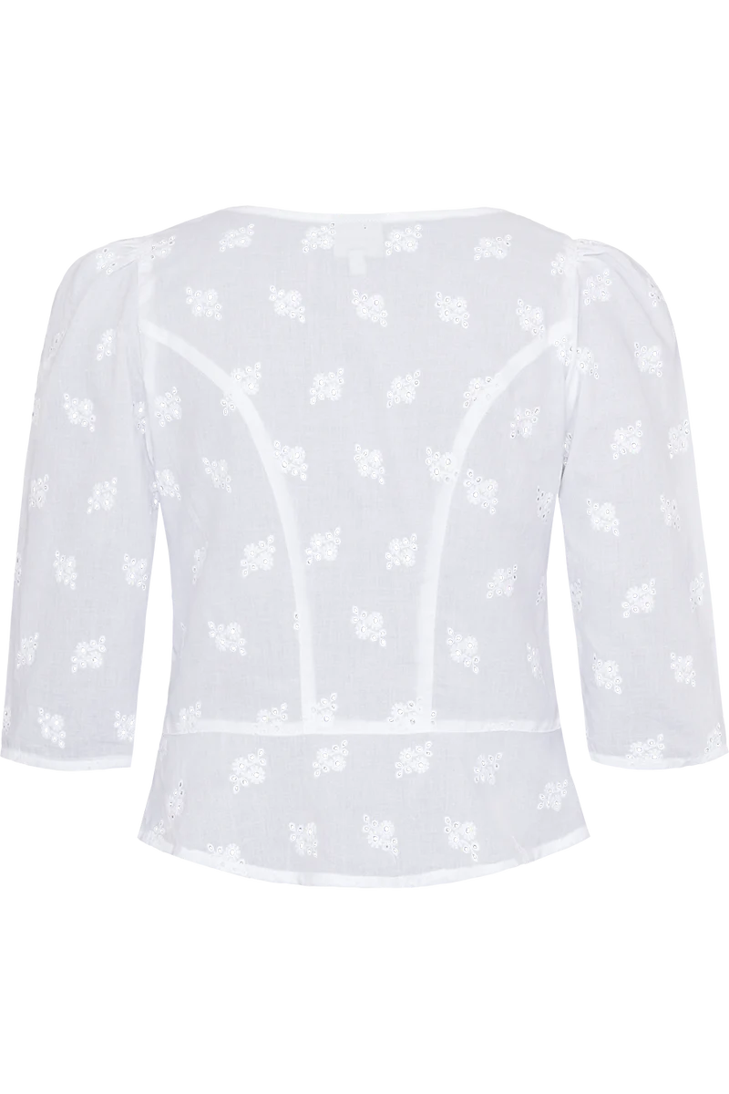 Damen Trachten-Miederbluse mit Lochstickerei