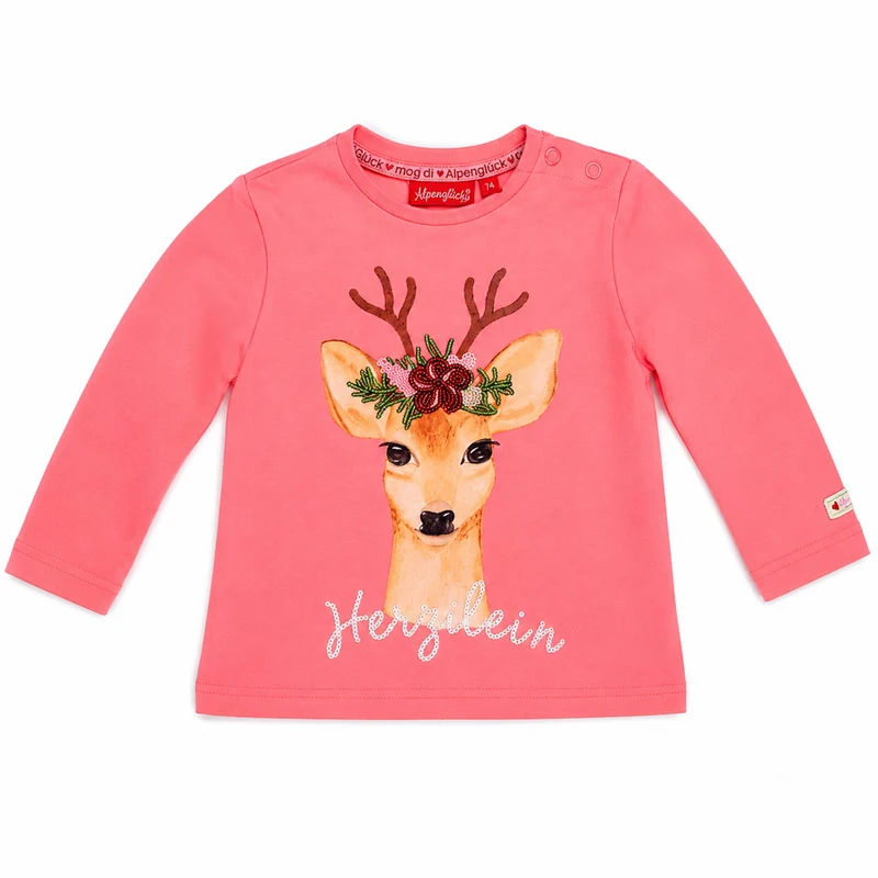 BONDI Baby Mädchen Langarmshirt "Herzlein" 86671 | Candy Rosa