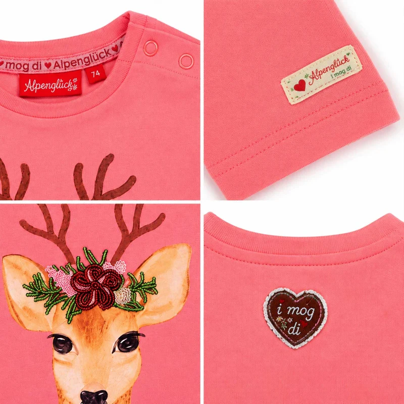 BONDI Baby Mädchen Langarmshirt "Herzlein" 86671 | Candy Rosa