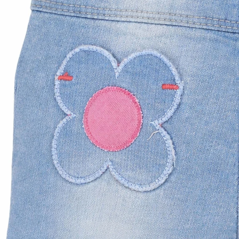BONDI Baby Mädchen Jeans Bermuda "Flower" 86886 | Blue denim