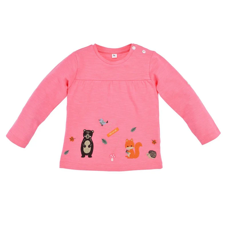 BONDI Baby Mädchen Langarmshirt "Waldtiere" 86662 | Candy Rosa