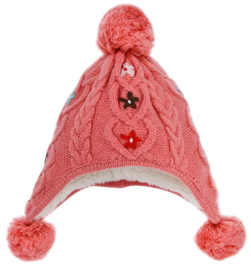 BONDI Mädchen Baby Strickmütze "Alpenglück" mit Blümchen Stickerei 86365 - Melba