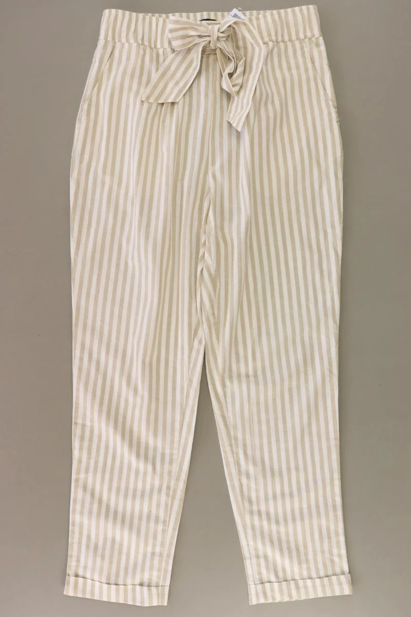Zara Hose Gr. XS gestreift mit Gürtel creme aus Baumwolle