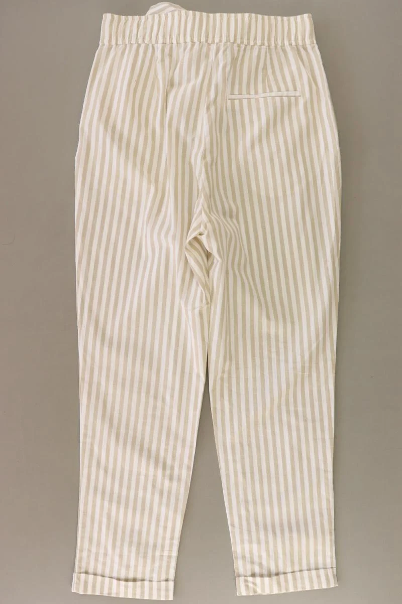 Zara Hose Gr. XS gestreift mit Gürtel creme aus Baumwolle