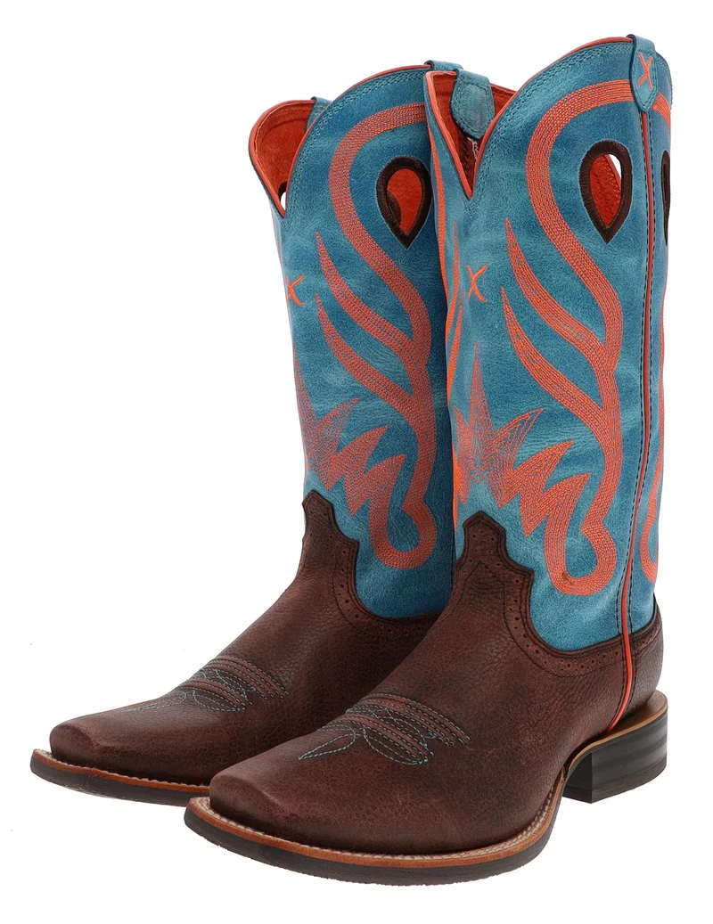 1779 RUFF STOCK Damen Westernreitstiefel Braun Blau