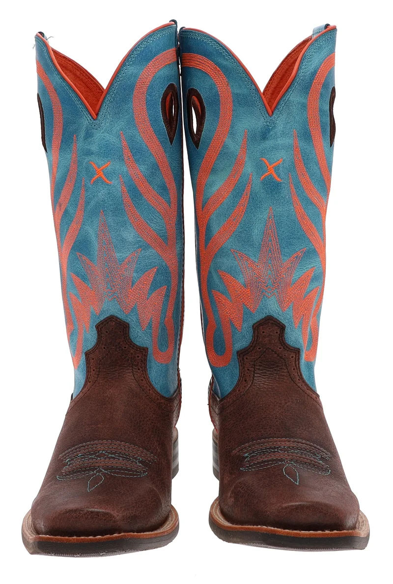 1779 RUFF STOCK Damen Westernreitstiefel Braun Blau