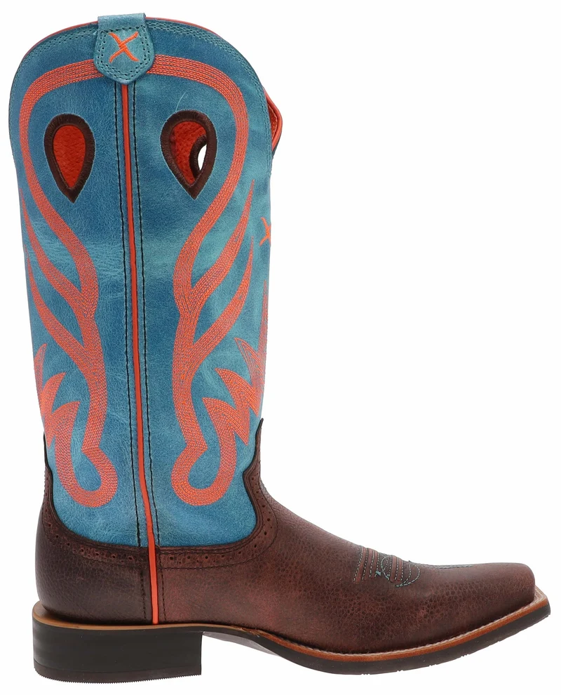 1779 RUFF STOCK Damen Westernreitstiefel Braun Blau