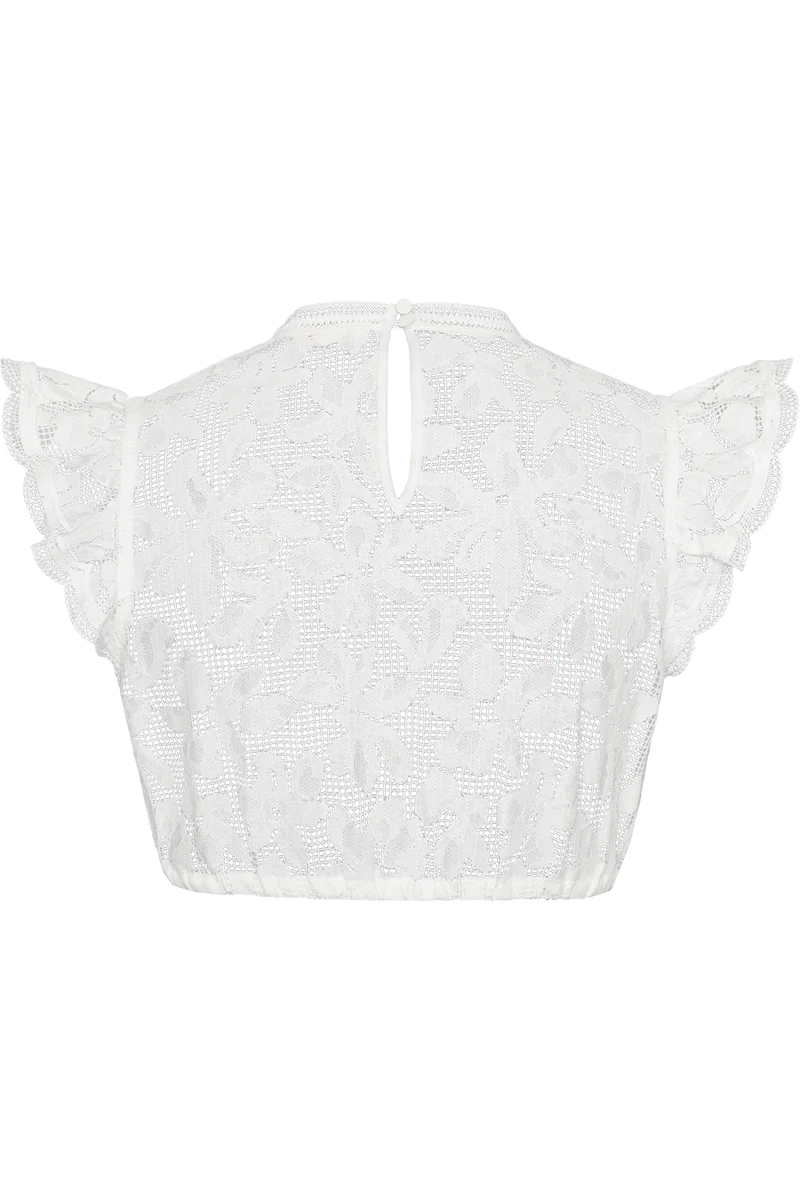Dirndlbluse mit Flügelärmel und floraler Spitze