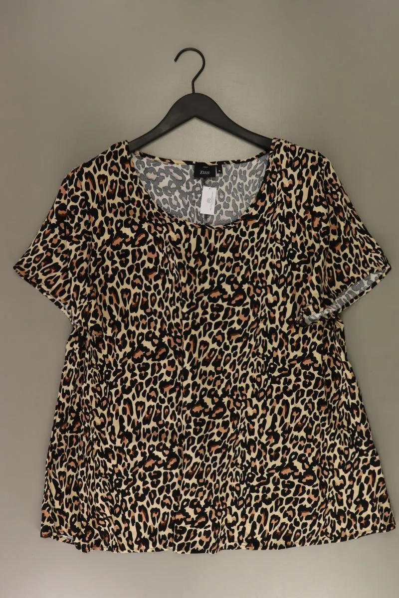 Zizzi Printshirt Gr. 46/48 mit Tierdruck Kurzarm braun aus Viskose