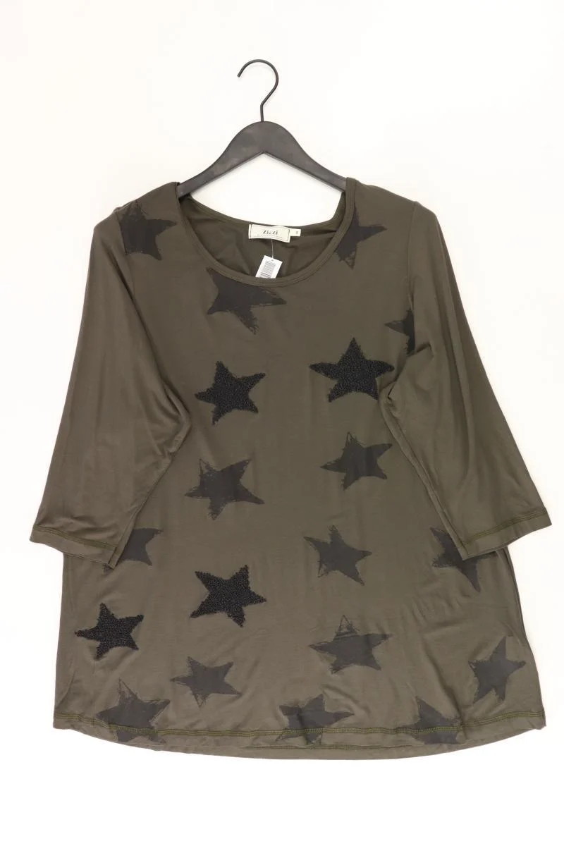 Zizzi Regular Shirt Gr. 46/48 3/4 Ärmel olivgrün aus Viskose